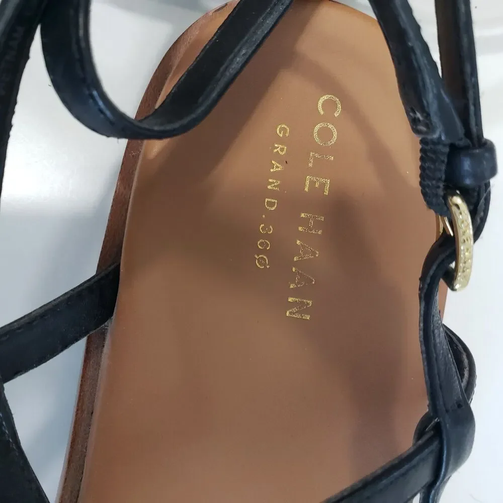 Cole Haan Women's Black Skinny Strap, Thong Sandals, Size 9 B